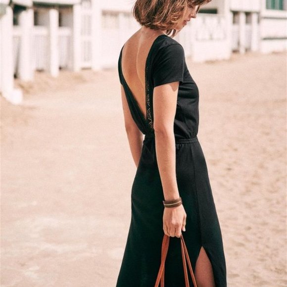 Sezane LUCILLE Backless LACE Leg Slit Dress XS - Picture 5 of 12